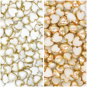 Pearl Heart Shape White & Gold Combo Gold & White Color Combo