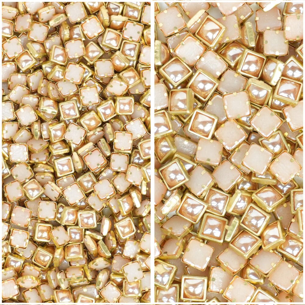Pearl Square Shape 4mm & 6mm Gold Combo Gold Color 2 Size Combo