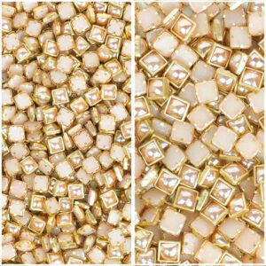 Pearl Square Shape 4mm & 6mm Gold Combo Gold Color 2 Size Combo